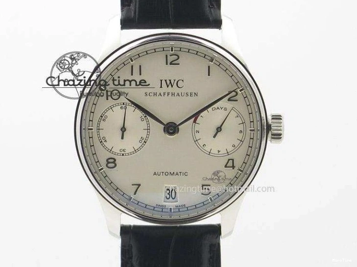 MIROTIME 1218 Efficient Portuguese Tourbillon IW5463 SS ZF Best Edition White Dial on Black Leather Strap 7170